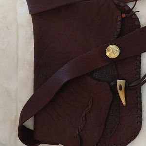 Artisan Handcrafted Leather Crossbody Bag Dark Brown